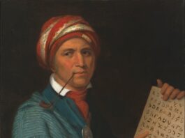 Sequoyah, creator of the Cherokee syllabary as painted by Henry Inman circa 1830.