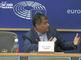 Former Ecuador President Rafael Correa at the European Parliament in June.