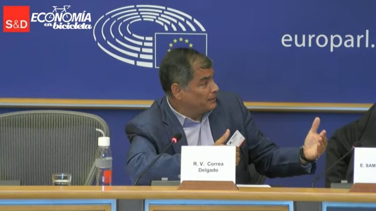 Former Ecuador President Rafael Correa at the European Parliament in June.
