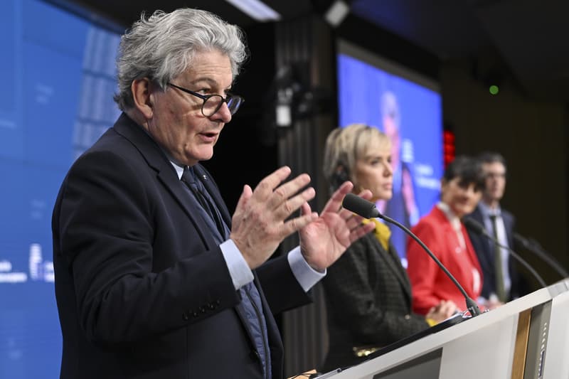EU Commissioner Thierry Breton held a joint press conference after the artificial intelligence act negotiations.