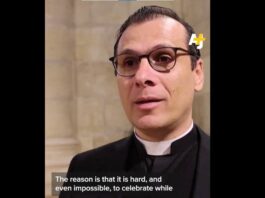 Munther Isaac, a pastor at the Evangelical Lutheran Church in Bethlehem speaking to AJ+. Credit: AJ+ video.