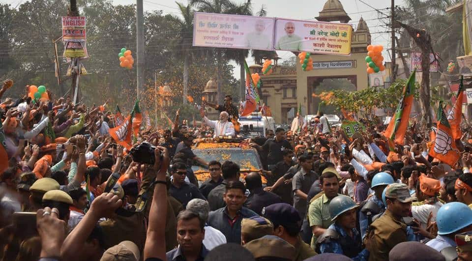 Indian Prime Minister Narendra Modi attends a BJP rally in 2017. His party has been called extremist. Prime Minister's Office, Government of India