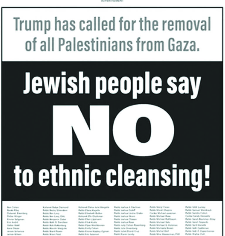 ‘No to ethnic cleansing’: Over 350 Rabbis Sign U.S. Ad Assailing Trump’s Gaza Plan