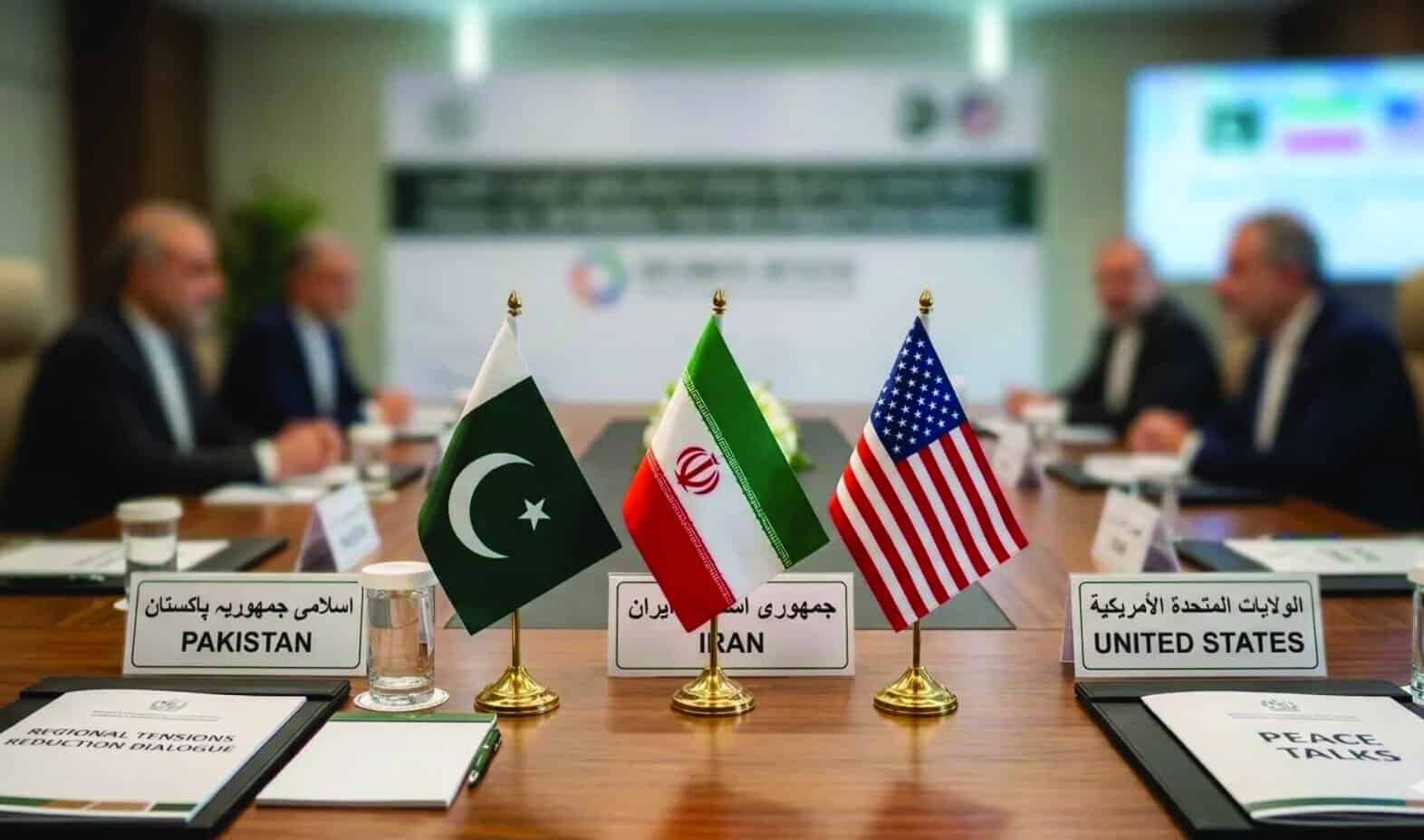 Flags from left to right Pakistan, Iran United States Photo Source: Voice of Emirates