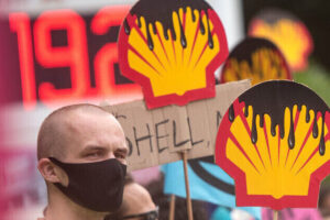 Caption: South Africans protest against exploration rights that infringed on the rights of the people.